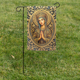 Golden Reverence Virgin Mary Garden Flag