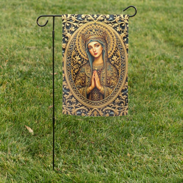 Golden Reverence Virgin Mary Garden Flag (In SItu)
