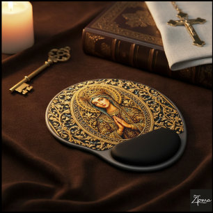 Golden Reverence Virgin Mary Gel Mouse Pad