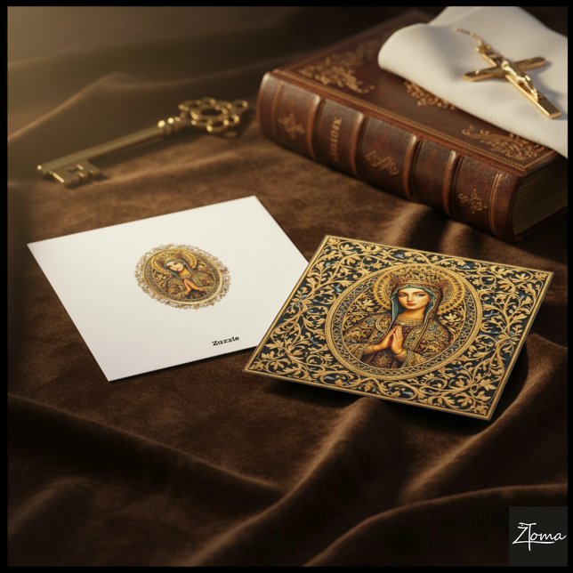 Golden Reverence Virgin Mary Holiday Card (Creator Uploaded)