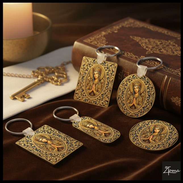Golden Reverence Virgin Mary Keychain (Creator Uploaded)