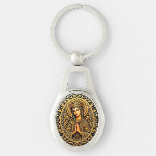 Golden Reverence Virgin Mary Keychain