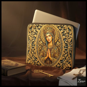 Golden Reverence Virgin Mary Laptop Sleeve