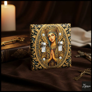 Golden Reverence Virgin Mary Light Switch Cover
