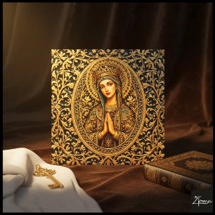 Golden Reverence Virgin Mary Metal Print