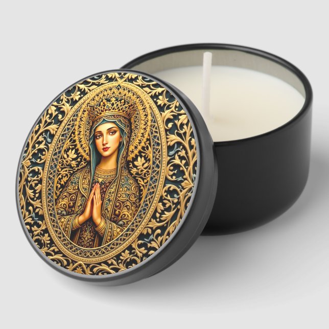 Golden Reverence Virgin Mary Mini Candle Favors (Corner)