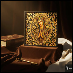 Golden Reverence Virgin Mary Peel And Stick Photo Tile
