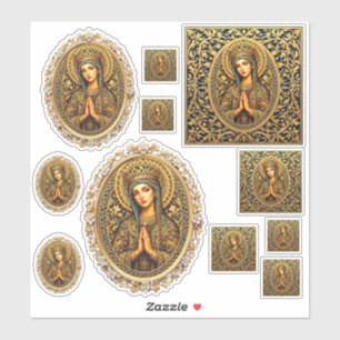 Golden Reverence Virgin Mary Sticker