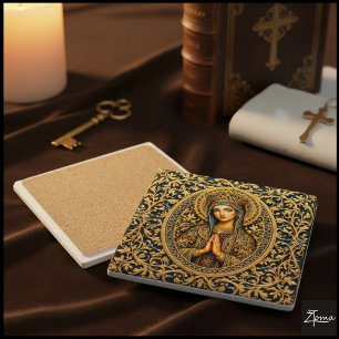 Golden Reverence Virgin Mary Trivet