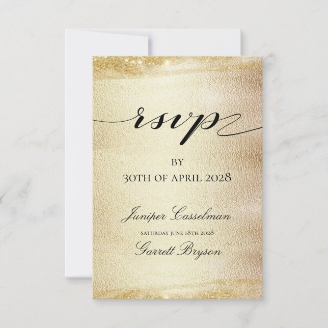 Golden Rhapsody Wedding Elegant Gold Online RSVP (Front)
