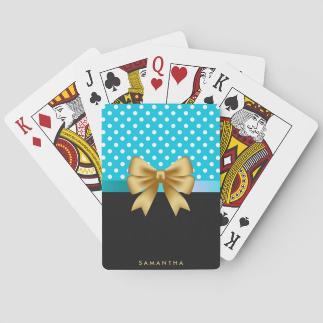 Golden Ribbon and Polka Dots Poker Cards (Back)