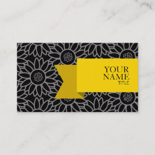 Golden Ribbon Black and Titanium Sunflower Business Card