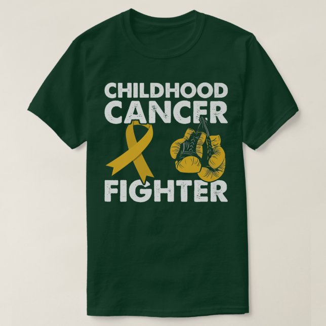 Golden Ribbon Boxing Gloves Childhood Cancer Fight T-Shirt (Design Front)