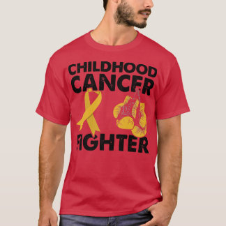 Golden Ribbon Boxing Gloves Childhood Cancer Fight T-Shirt