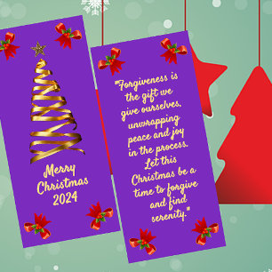 Golden Ribbon Christmas Tree Bookmark Menu