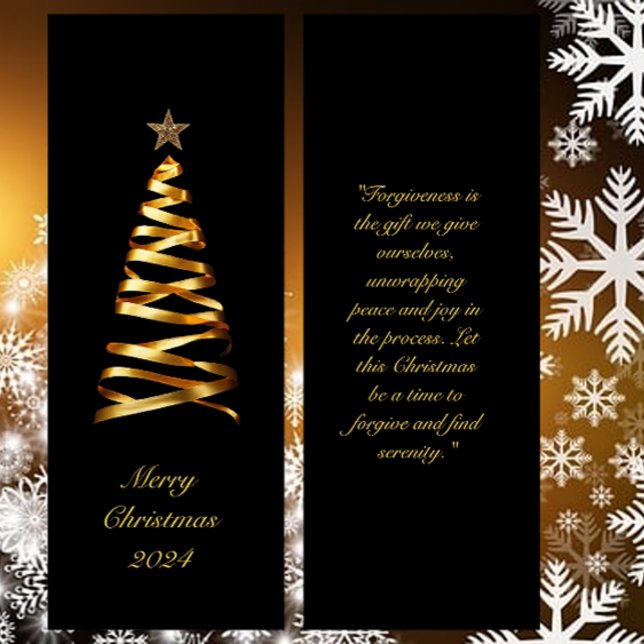 Golden Ribbon Christmas Tree Bookmark Mini Business Card (Creator Uploaded)