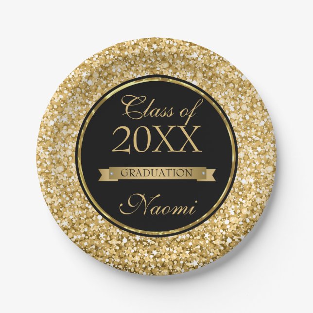 Golden Ribbon on Glitter Paper Plates (Front)