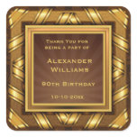 Golden Ribbon & Stars Framed Mans Square Sticker