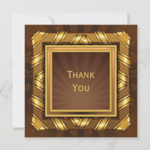 Golden Ribbon & Stars Framed Mans Thank You Card