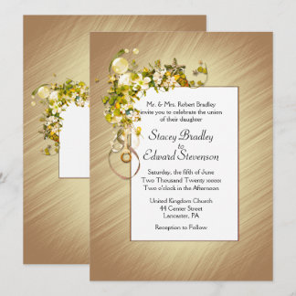 Golden Ribbons and Starfish Bubbles Sand Invitation