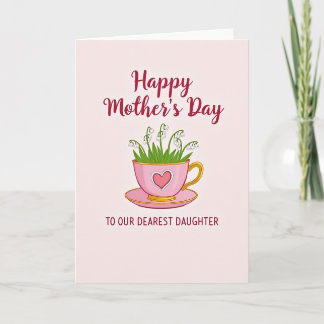 Golden Rim Teacup Mothers Day Card (Front)