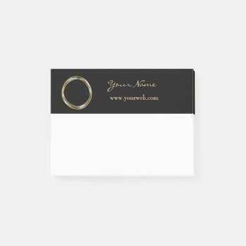 Golden Ring Set The Minimalist Black Gold Logo Post-it Notes by 911business at Zazzle