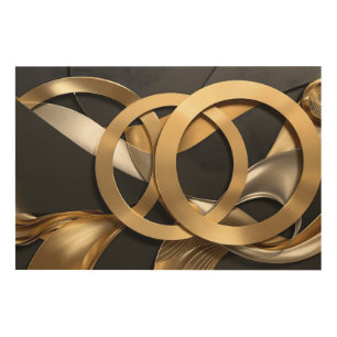 Golden Rings Abstract Art – Modern Luxury Design