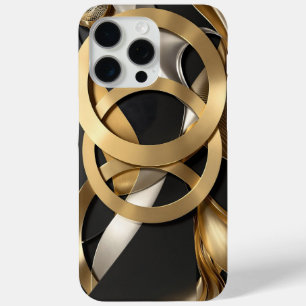 Golden Rings Abstract Art – Modern Luxury Design iPhone 15 Pro Max Case