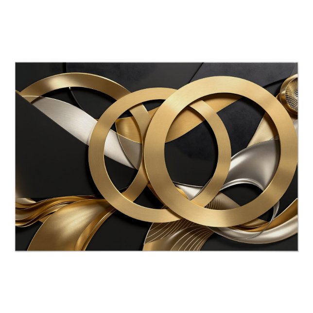 Golden Rings Abstract Art – Modern Luxury Design Poster (Front)