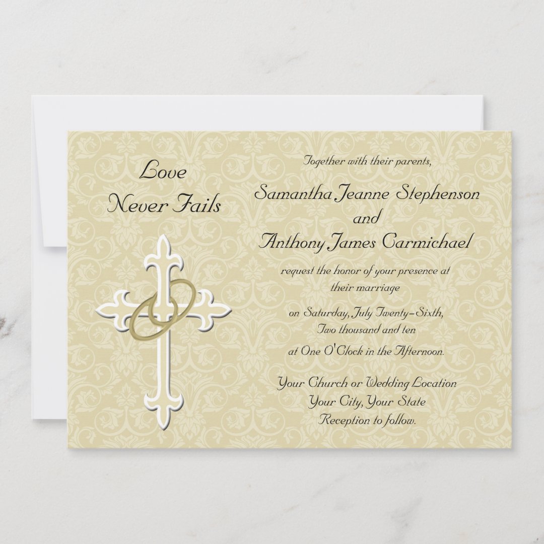 Golden Rings Christian Wedding Invitations | Zazzle