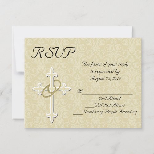 Golden Rings Christian Wedding RSVP Card