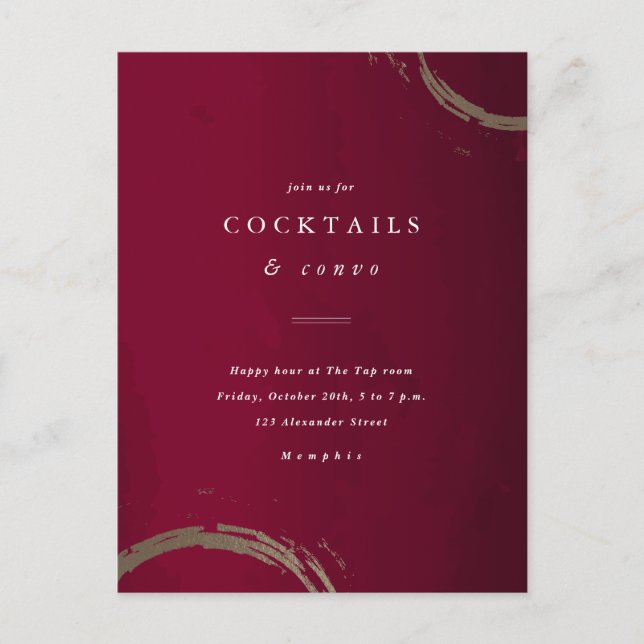 Golden Rings Cocktail Party Invitation Postcard (Front)