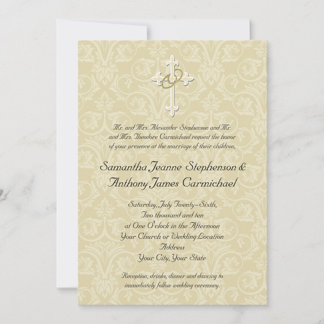 Golden Rings Cross, Christian Wedding Invitations | Zazzle