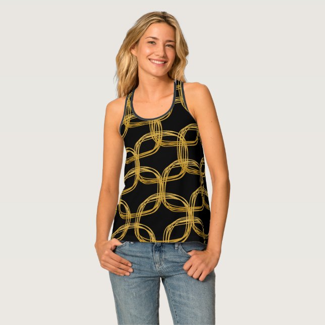 Golden Rings Elegant Chic Modern Glam Pattern Tank Top (Front Full)