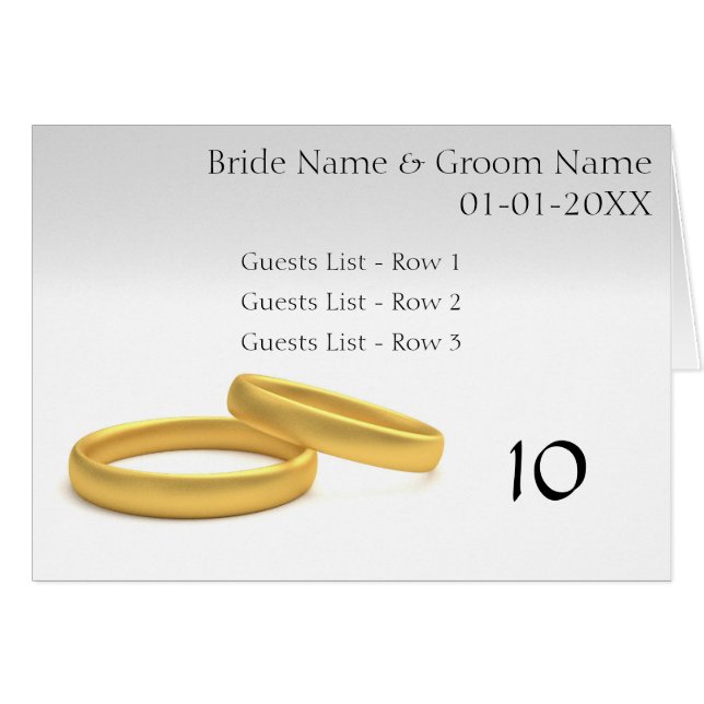 Golden Rings Wedding Table Placeholder Cards (Front Horizontal)