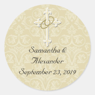 Golden Rings with Cross, Christian Envelope Seal