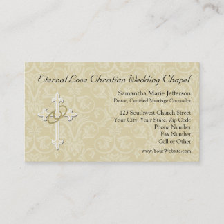 Golden Rings with Cross, Elegant Christian Love Business Card