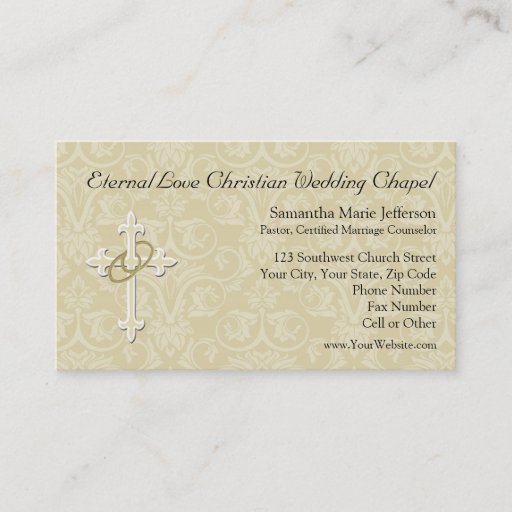 Customizable Golden Rings with Cross, Elegant Christian Love Business Card