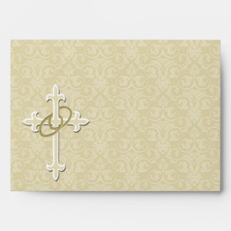 Golden Rings with Cross, Elegant Christian Love Envelope
