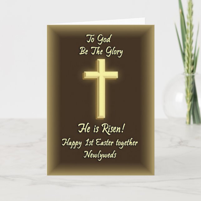 Golden Risen Easter Newlyweds Card (Front)