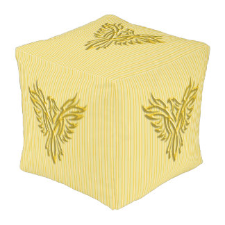 Golden rising phoenix on golden bands outdoor pouf
