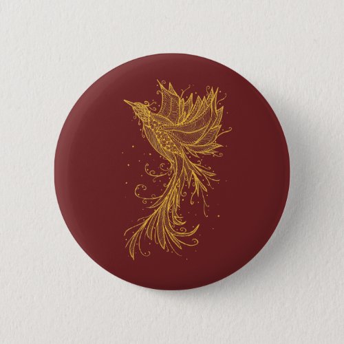 Golden Rising Phoenix Red Button