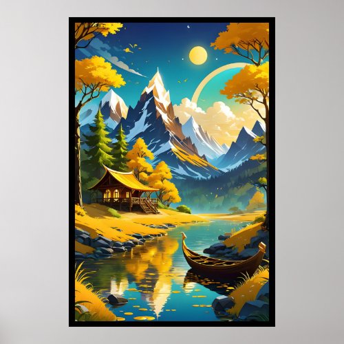 Golden River  Fantasy Landscape Poster