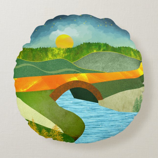 Golden Road Round Pillow (Front)