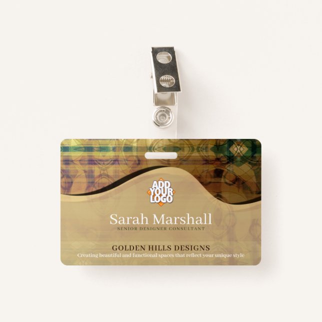Golden Rolling Hills Name Tag Badge (Front with Clip)