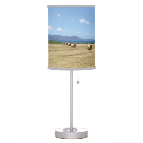 Golden Rolls of Hay and Deep Blue Sea Design Table Lamp