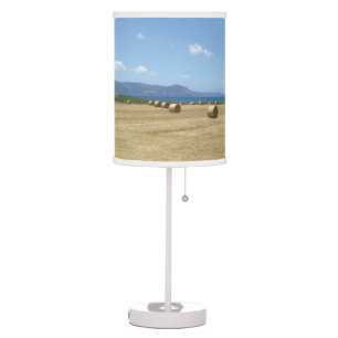 Golden Rolls of Hay and Deep Blue Sea Design Table Lamp