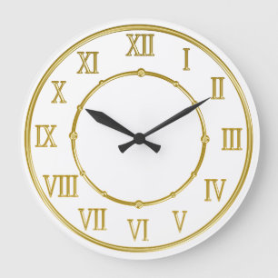 Golden Roman Numeral Kitchen Wall Clocks