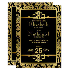 Golden Romance 1920s Art Deco Wedding Invitation
