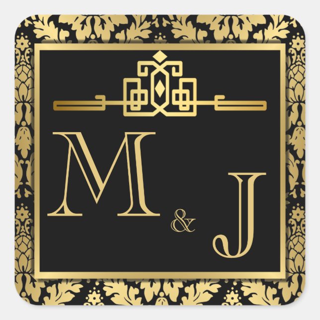 Golden Romance Art Deco Envelope Seal (Front)